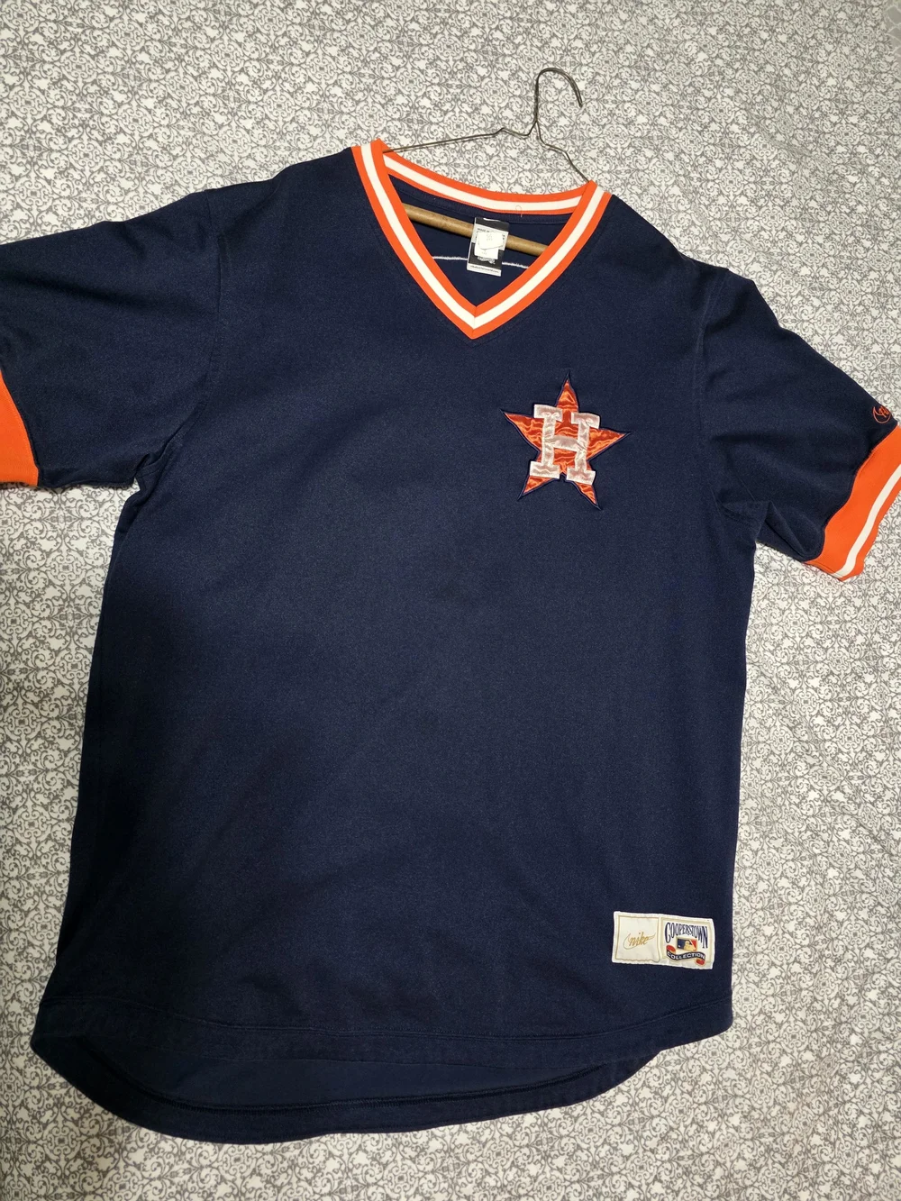 Nike Navy Houston Astors Biggio shirt with Orange and White Trim
